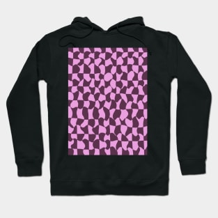 Dark Purple and Pink Distorted Warped Checkerboard Pattern V Hoodie